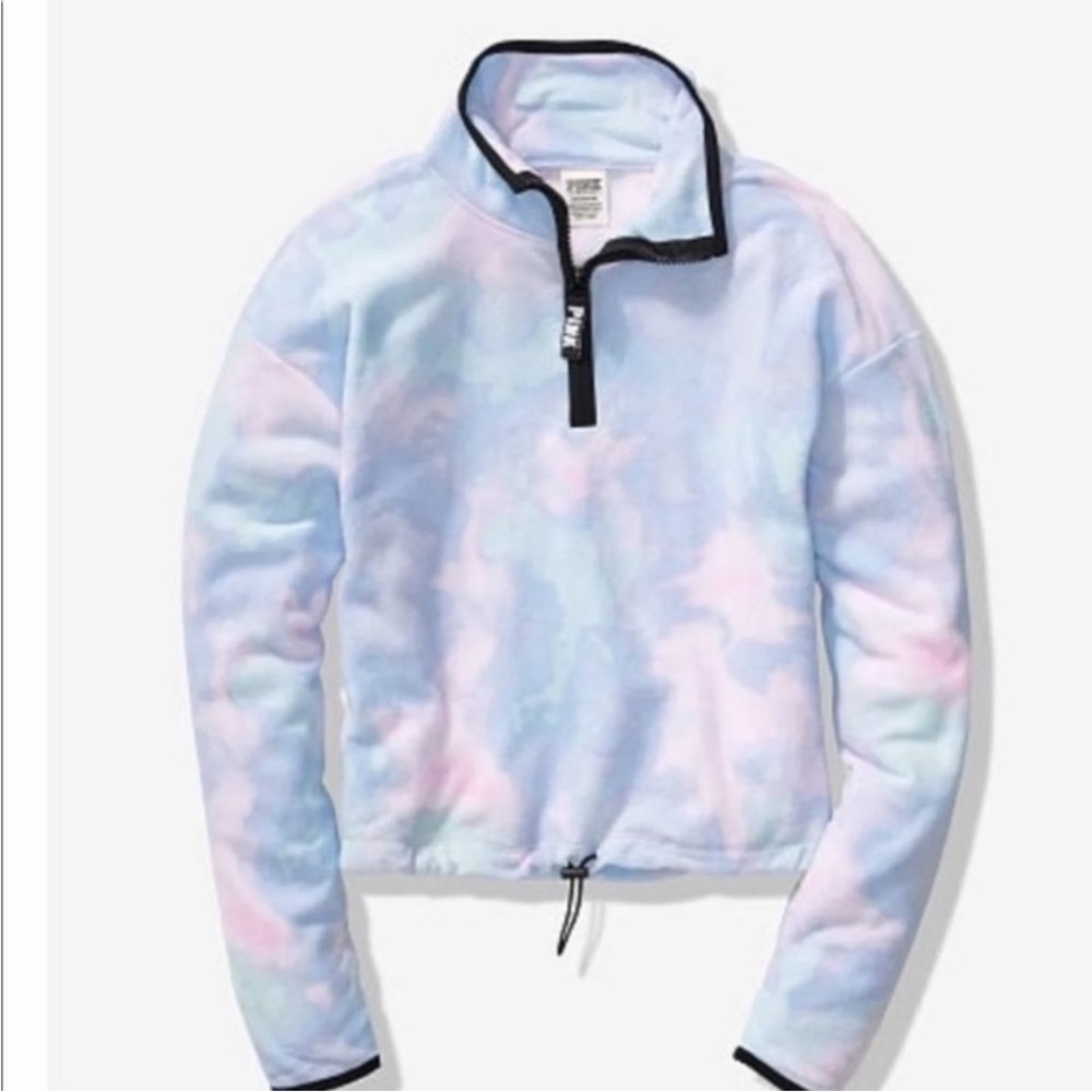 Victoria's Secret Blue and Pink Cozy Quarter-Zip Jacket